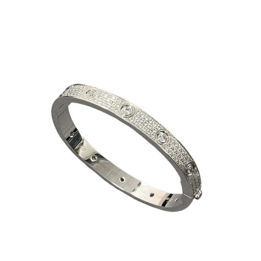 18K Love Wide Edge Full Star Handmade Diamond Bracelet - Image 5