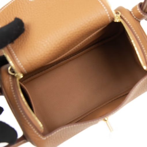 Haute Couture Lindy Mini 19cm - Semi-Handcrafted Waxed Thread TC Leather Bag with Gold Hardware (Shoulder/Crossbody/Hand Carry Women's Bag) - Image 12