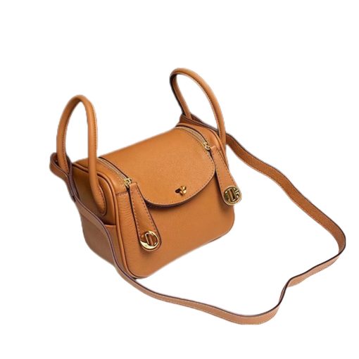 Haute Couture Lindy Mini 19cm - Semi-Handcrafted Waxed Thread TC Leather Bag with Gold Hardware (Shoulder/Crossbody/Hand Carry Women's Bag)