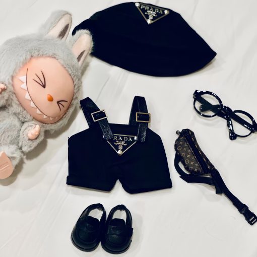 Labubu Doll Outfit for 17cm Standing/Casual Labubu Doll - Macaron Series Sitting Accessories, Replaceable Costume, Fisherman Hat (Doll Not Included) - Image 8