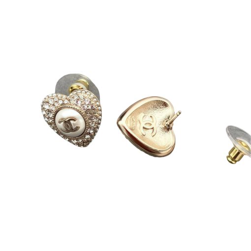 Women's Crystal Heart Stud Earrings - Chanel 22B Inspired Metal Jewelry - Image 5