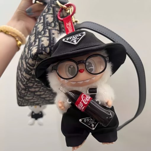 Labubu Doll Outfit for 17cm Standing/Casual Labubu Doll - Macaron Series Sitting Accessories, Replaceable Costume, Fisherman Hat (Doll Not Included) - Image 4