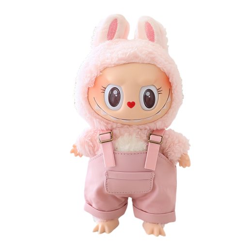 Labubu Doll Clothes Set – Standing 17cm Outfit, Pink Vinyl Overalls, Sneakers, Hat, Glasses, and Bag (Doll Not Included) - Image 6