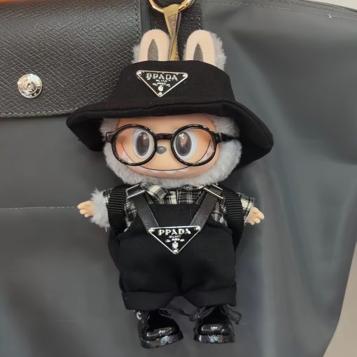 Labubu Doll Outfit for 17cm Standing/Casual Labubu Doll - Macaron Series Sitting Accessories, Replaceable Costume, Fisherman Hat (Doll Not Included) - Image 2