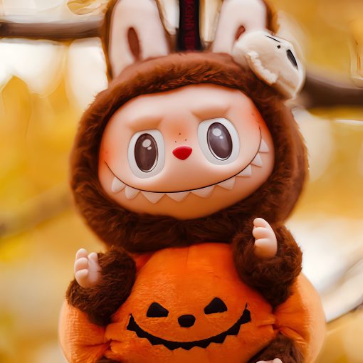 POP MART Halloween LABUBU Sit Sit Pumpkin Vinyl Plush Keychain – Trendy Collectible Figure - Image 5