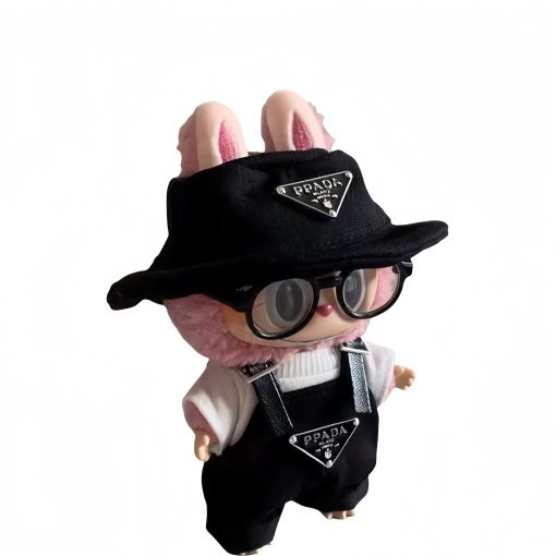 Labubu Doll Outfit for 17cm Standing/Casual Labubu Doll - Macaron Series Sitting Accessories, Replaceable Costume, Fisherman Hat (Doll Not Included) - Image 6