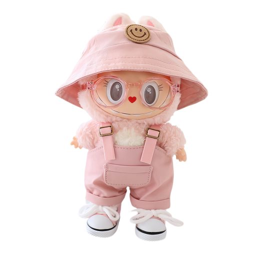Labubu Doll Clothes Set – Standing 17cm Outfit, Pink Vinyl Overalls, Sneakers, Hat, Glasses, and Bag (Doll Not Included) - Image 8