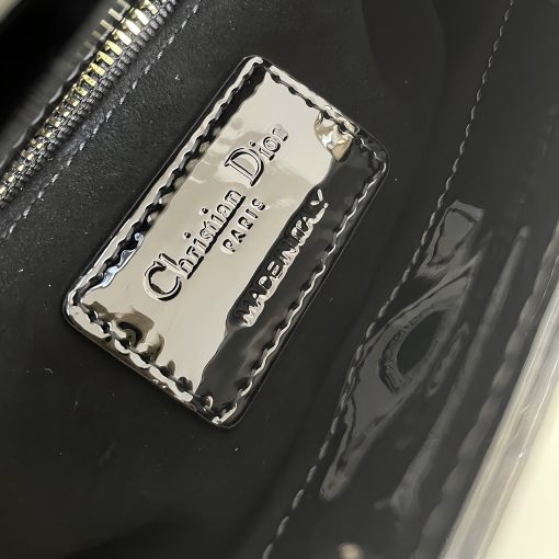 Lady Dior Metal Chain Checkered Patent Leather Black Mini Lady Bag - Shoulder, Crossbody, Hand-Carry Women's Style - Image 17