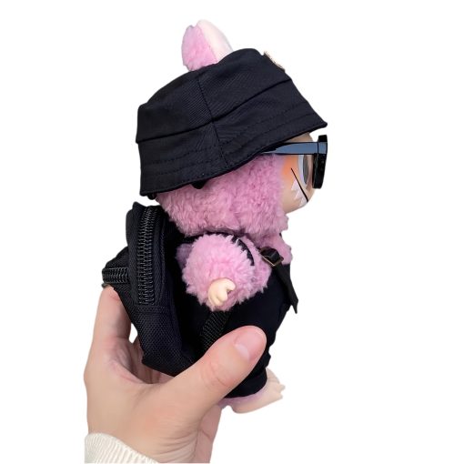 Labubu Doll Outfit for 17cm Standing/Casual Labubu Doll - Macaron Series Sitting Accessories, Replaceable Costume, Fisherman Hat (Doll Not Included) - Image 7