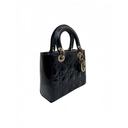 Lady Dior Metal Chain Checkered Patent Leather Black Mini Lady Bag - Shoulder, Crossbody, Hand-Carry Women's Style - Image 7