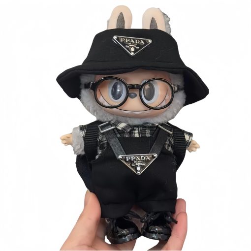 Labubu Doll Outfit for 17cm Standing/Casual Labubu Doll - Macaron Series Sitting Accessories, Replaceable Costume, Fisherman Hat (Doll Not Included)