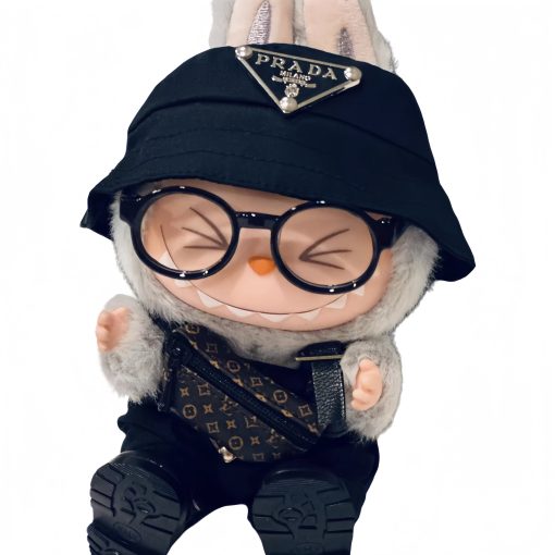 Labubu Doll Outfit for 17cm Standing/Casual Labubu Doll - Macaron Series Sitting Accessories, Replaceable Costume, Fisherman Hat (Doll Not Included) - Image 5