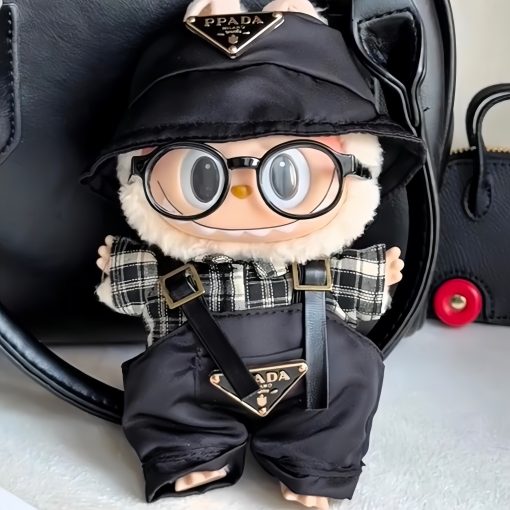 Labubu Doll Outfit for 17cm Standing/Casual Labubu Doll - Macaron Series Sitting Accessories, Replaceable Costume, Fisherman Hat (Doll Not Included) - Image 3