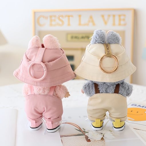 Labubu Doll Clothes Set – Standing 17cm Outfit, Pink Vinyl Overalls, Sneakers, Hat, Glasses, and Bag (Doll Not Included) - Image 4