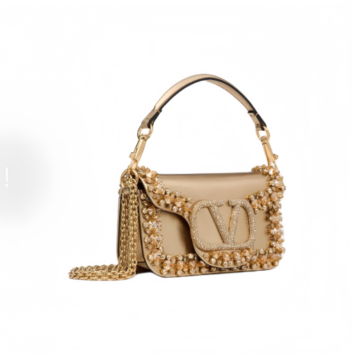 Garavani Loco Detachable Slide Chain Strap Magnetic Closure 3D Embroidered Handbag - Women's Crossbody Shoulder Bag - Image 5