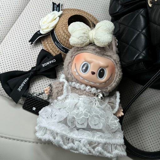 Labubu Doll Clothes Outfit Set: Dress with Hair Accessories (Includes Doll) for Standing/Sitting Pose - Image 5