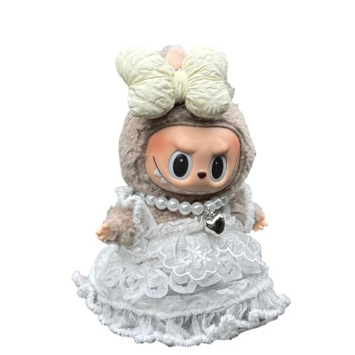 Labubu Doll Clothes Outfit Set: Dress with Hair Accessories (Includes Doll) for Standing/Sitting Pose