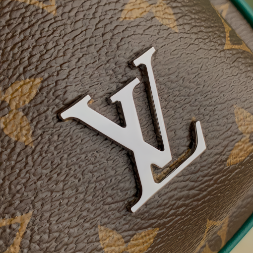 LOUIS VUITTON Avenue Sling Bag with Monogram Zip Closure, Leather Accents, Unisex Green and Brown Crossbody Bag - Image 12