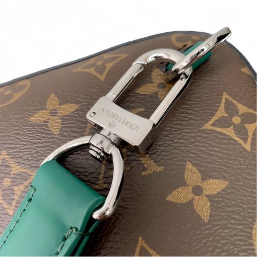 LOUIS VUITTON Avenue Sling Bag with Monogram Zip Closure, Leather Accents, Unisex Green and Brown Crossbody Bag - Image 11