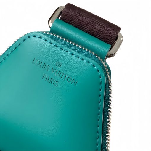 LOUIS VUITTON Avenue Sling Bag with Monogram Zip Closure, Leather Accents, Unisex Green and Brown Crossbody Bag - Image 10