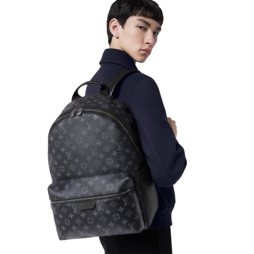 LOUIS VUITTON Discovery Classic Monogram Coated Canvas with Calf Leather Trim Backpack, Small, Men's, Black - Image 2