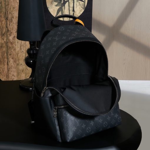 LOUIS VUITTON Discovery Classic Monogram Coated Canvas with Calf Leather Trim Backpack, Small, Men's, Black - Image 7