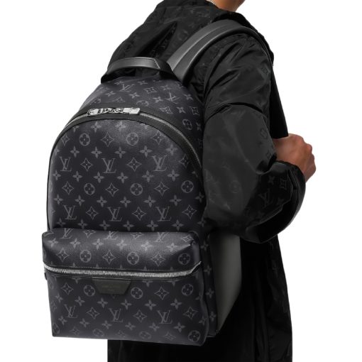 LOUIS VUITTON Discovery Classic Monogram Coated Canvas with Calf Leather Trim Backpack, Small, Men's, Black - Image 3