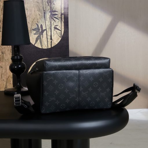 LOUIS VUITTON Discovery Classic Monogram Coated Canvas with Calf Leather Trim Backpack, Small, Men's, Black - Image 9