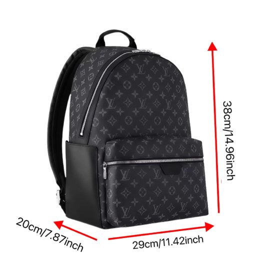 LOUIS VUITTON Discovery Classic Monogram Coated Canvas with Calf Leather Trim Backpack, Small, Men's, Black - Image 4